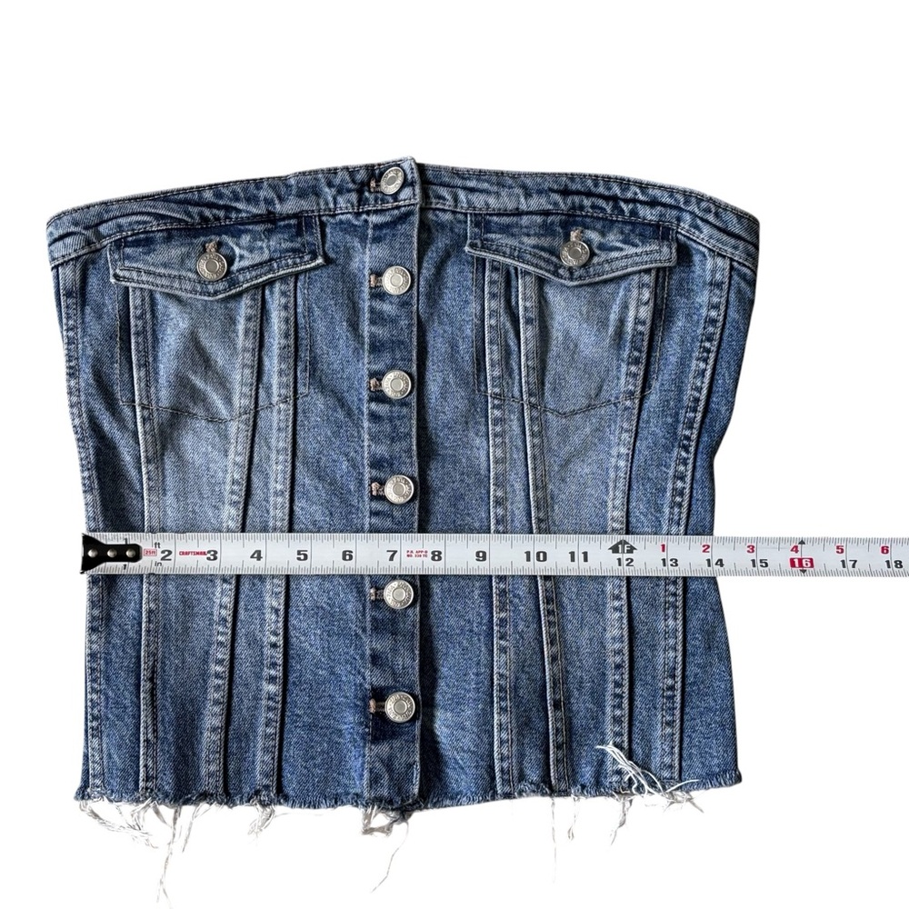 ZARA Corset Style Denim Top Size L - Picture 5 of 13